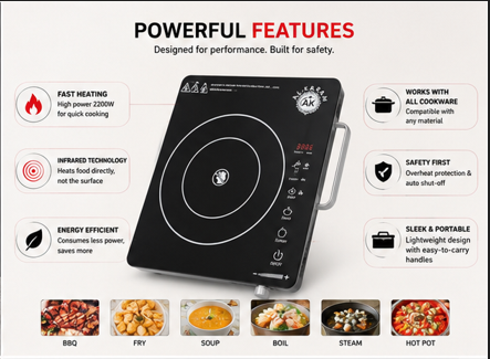 Infrared Electric Cooker Imported- 1 Year Warranty