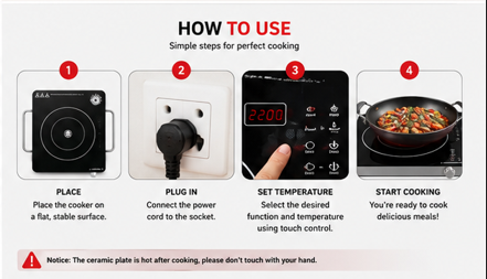 Infrared Electric Cooker Imported- 1 Year Warranty